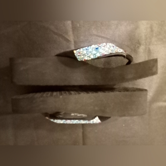 Yellow Box -Wedge Style Sandals, Leather Straps Accented W/ Multi Colored Stones - Picture 6 of 7